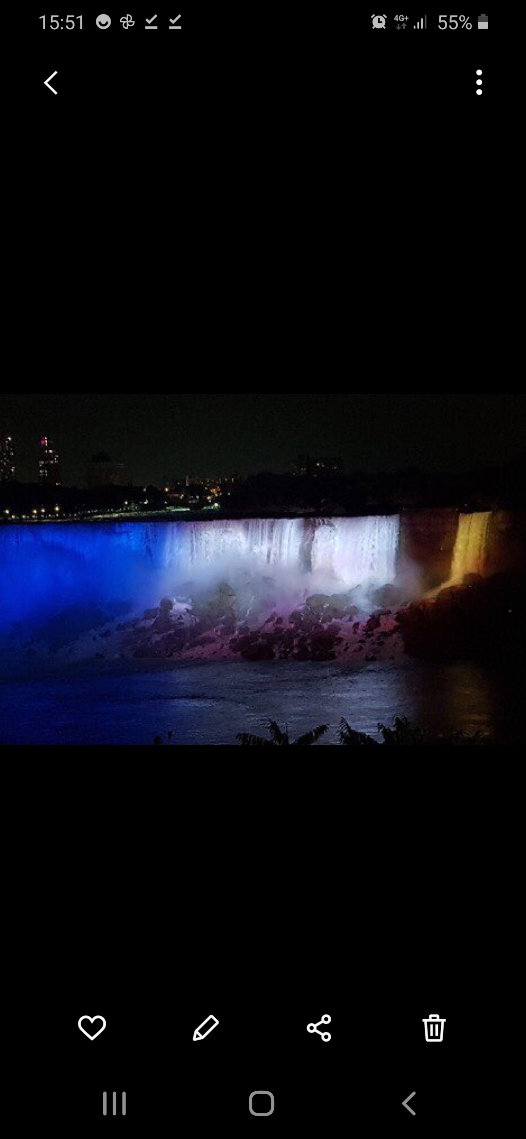 Niagara falls lit up to celebrate Leeds promotion