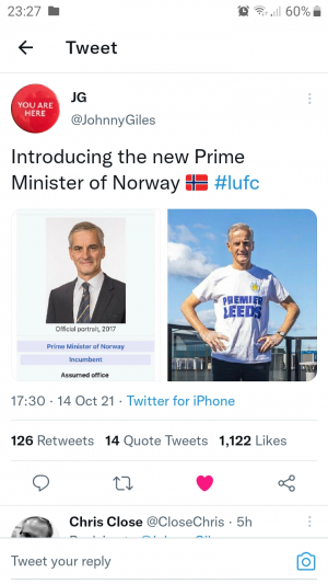 New Prime Minister of Norway LUFC